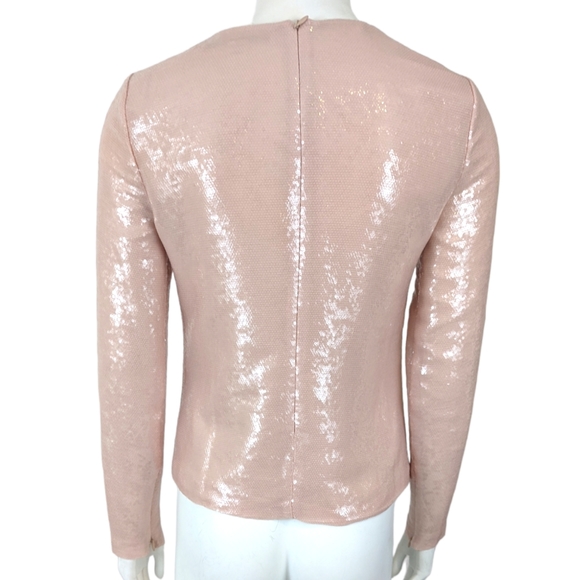 Diane Von Furstenberg Sequin Top Blouse Dirt Womens 4 Small Pink Long Sleeve - Picture 5 of 15